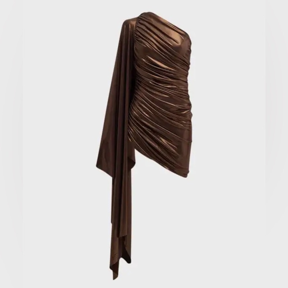 Norma Kamali Brown One Shoulder Dress